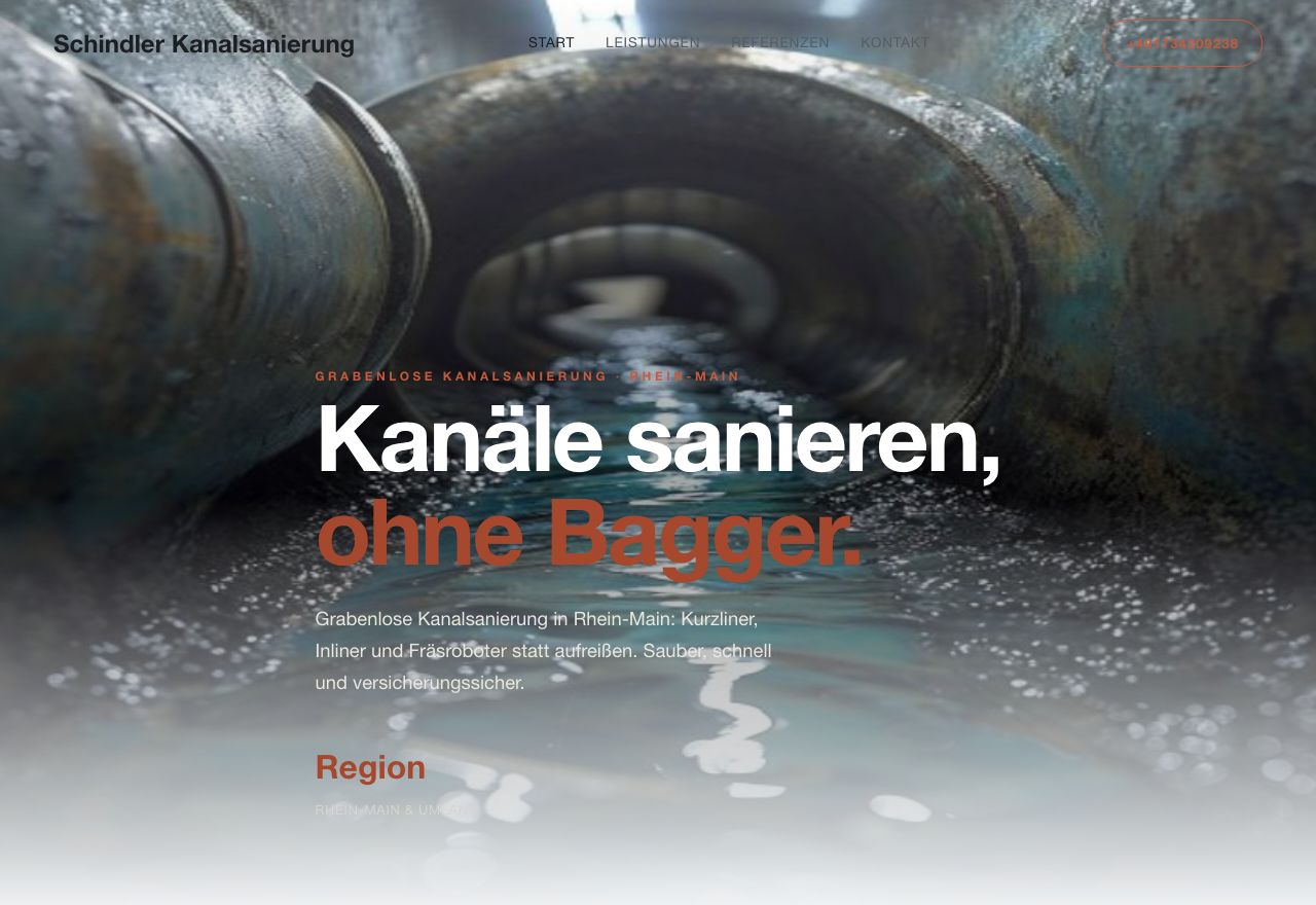 Beispiel-Website Schindler Kanalsanierung